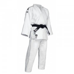 Judogi Adidas "Champion II New" Slimfit BLANC "IJF 2018" (bandes noires)