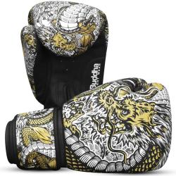 Gants de boxe Muay Thai Kick Boxing Fantasy Dragon Blanc