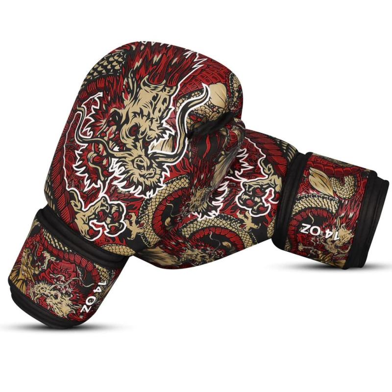 Gants de boxe Muay Thai Kick Boxing Fantasy Dragon Rouge
