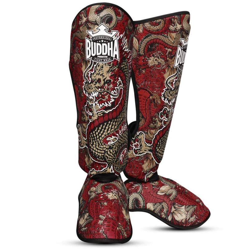 Espinilleras Muay Thai Kick Boxing Dragon Rojas