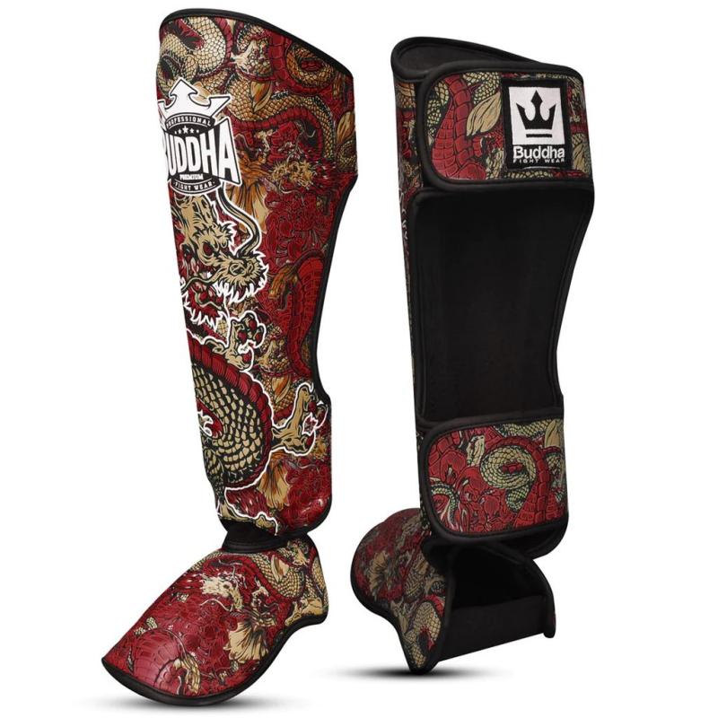 Protège-tibias Muay Thai Kick Boxing Dragon Rouge