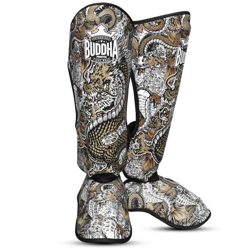 Espinilleras Muay Thai Kick Boxing Dragon Blancas
