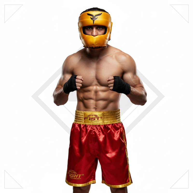 CASQUE DE BOXE AVEC BAR OR