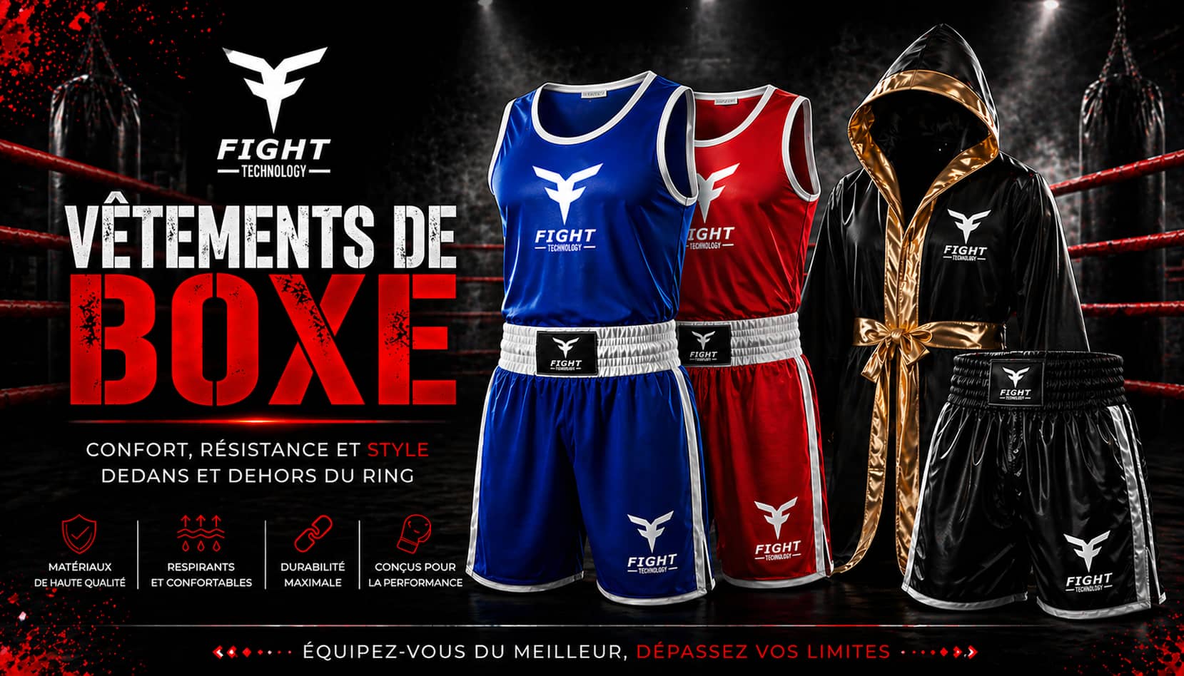 Short de boxe pour l'entraînement et la compétition